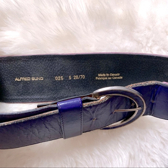 Wide Purple Suede Belt, Vintage Alfred Sung - Picture 4 of 6